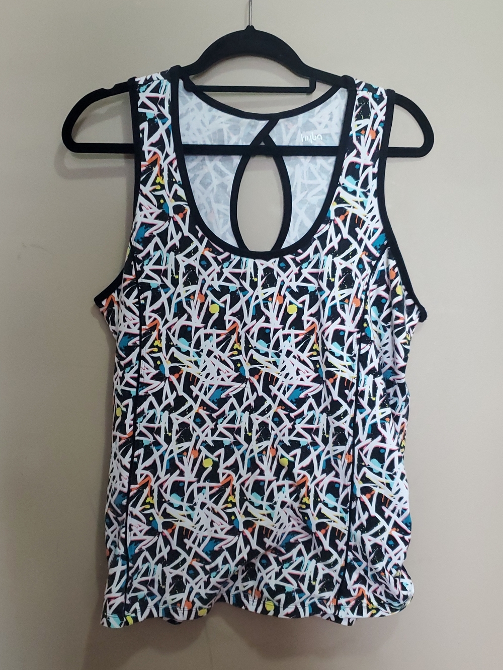 Hyba Black Multicolor Patterned Tank Top - Size XXL